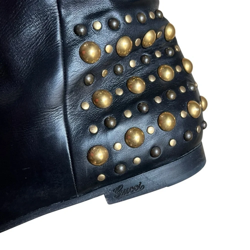 GUCCI Babouska Studded Knee High‎ Tall Leather Boots